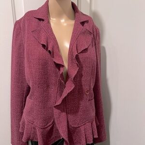 Chadwick's collection women Sz 4
Blend Cardigan Ruffle burgundy blazer